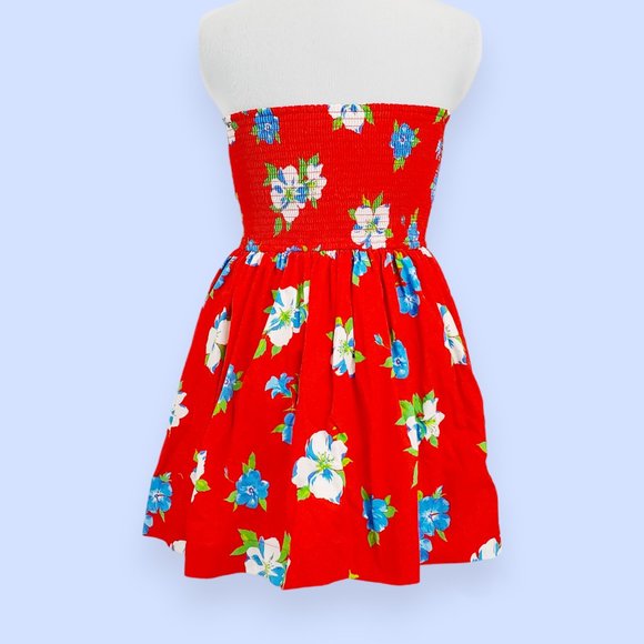 Strapless Red Floral Hollister Dress S - Picture 3 of 9